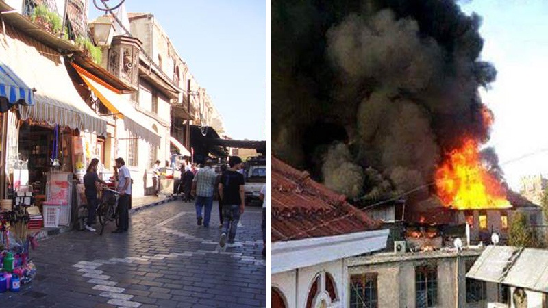 بالفيديو والصور .. حريق يلتهم سوق "العصرونية" التراثي في دمشق