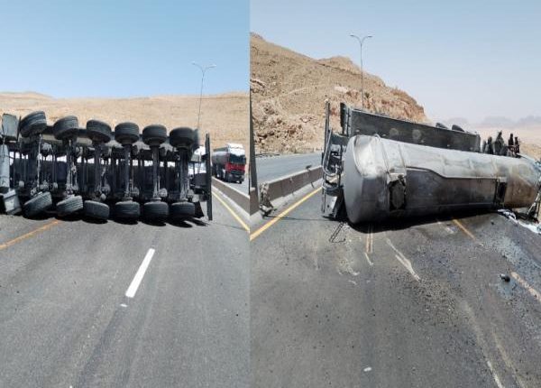 تدهور صهريج محمل بالفسفوريك يغلق نزول النقب